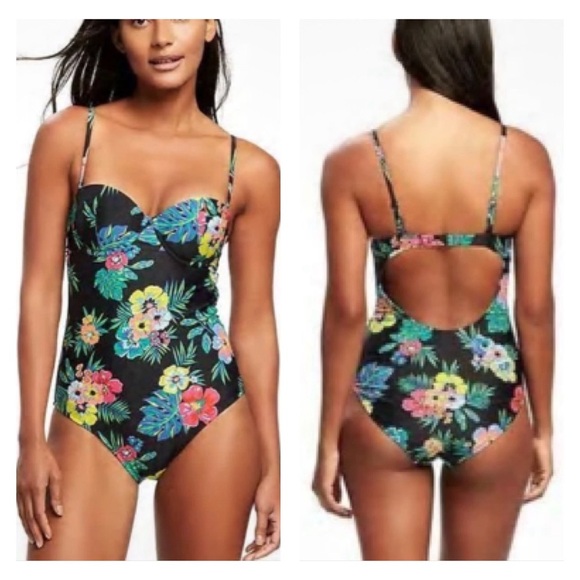 Old Navy Other - Old Navy Convertible One Piece Underwire Swimsuit Women’s Small Black Floral NEW